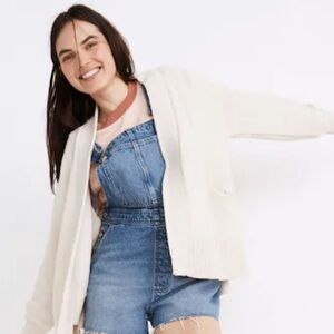 Madewell 100% Cotton Elmsford Open Front Cardigan Sweater Antique Cream Medium